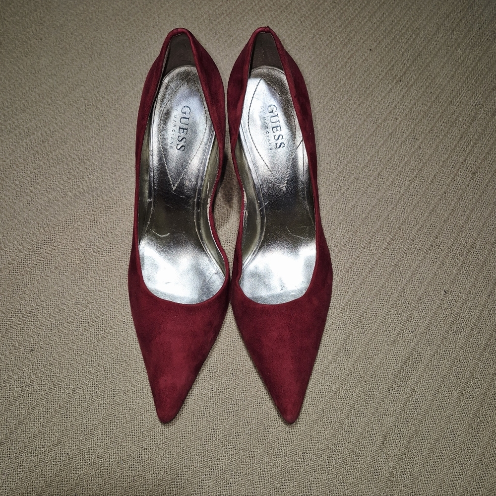 GUESS Carrie Dark Red Suede Pointed Heels. Sz. 10